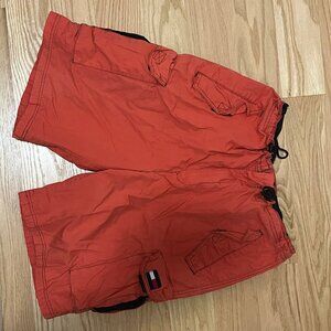 Vtg Tommy Hilfiger Cargo Shorts Mens L Orange Y2K 90s Paratrooper Skater Rave